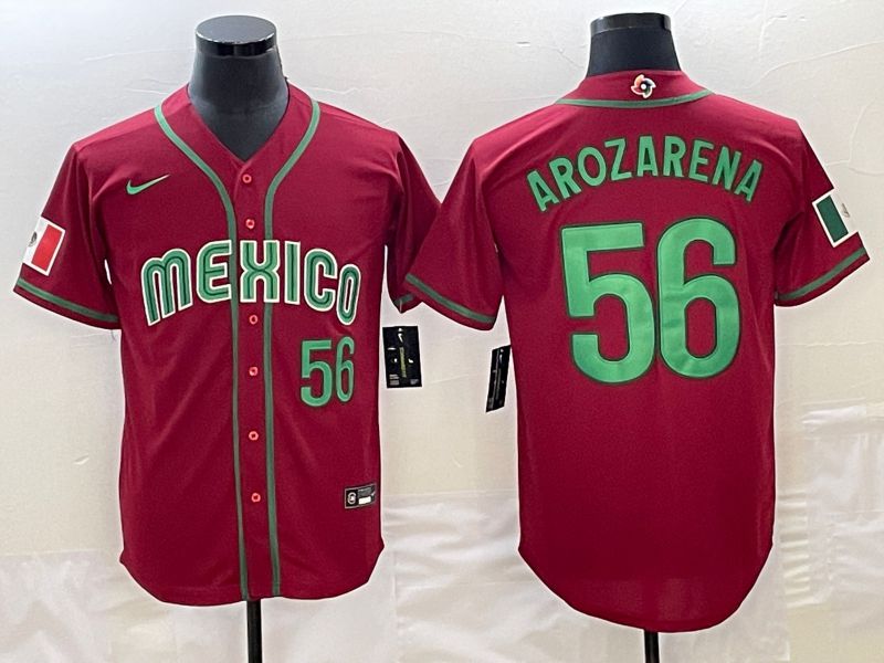 Men 2023 World Cub Mexico #56 Arozarena Red Nike MLB Jersey17->->MLB Jersey